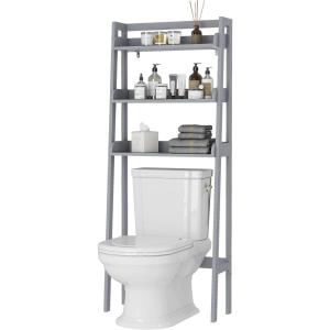 imageUTEX Over The Toilet Storage Shelf 3Tier Over Toilet Bathroom Organizer Above Toilet Storage Rack Wood GrainGrey