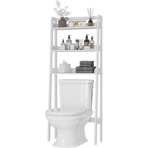 imageUTEX Over The Toilet Storage Shelf 3Tier Over Toilet Bathroom Organizer Above Toilet Storage Rack Wood GrainWhite