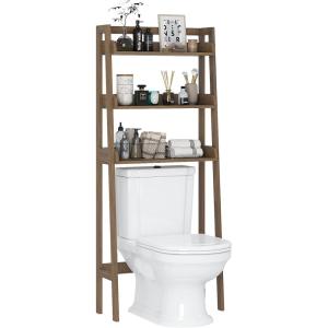 imageUTEX Over The Toilet Storage Shelf 3Tier Over Toilet Bathroom Organizer Above Toilet Storage Rack Wood GrainWood Grain