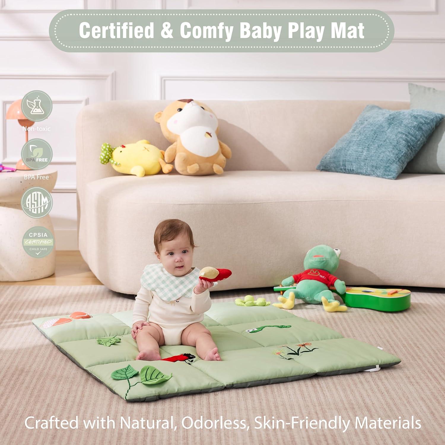 imageUTEX Baby Activity Mat Baby Play Gym Mat with 9 Sensory Toys Tummy Time Mat for Motor Skills ampamp Sensory Development Newborn Essentials GiftGreen Forest