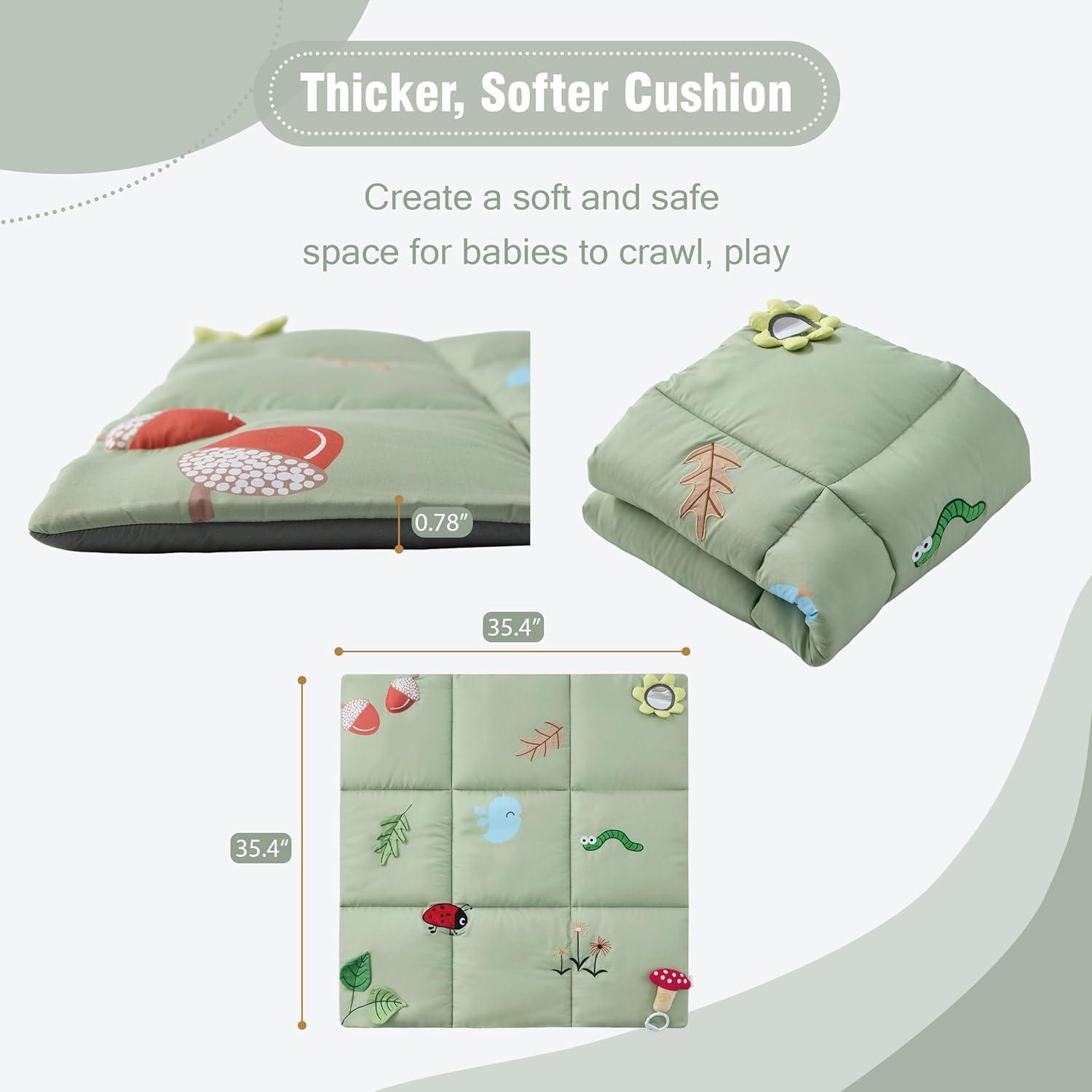 imageUTEX Baby Activity Mat Baby Play Gym Mat with 9 Sensory Toys Tummy Time Mat for Motor Skills ampamp Sensory Development Newborn Essentials GiftGreen Forest