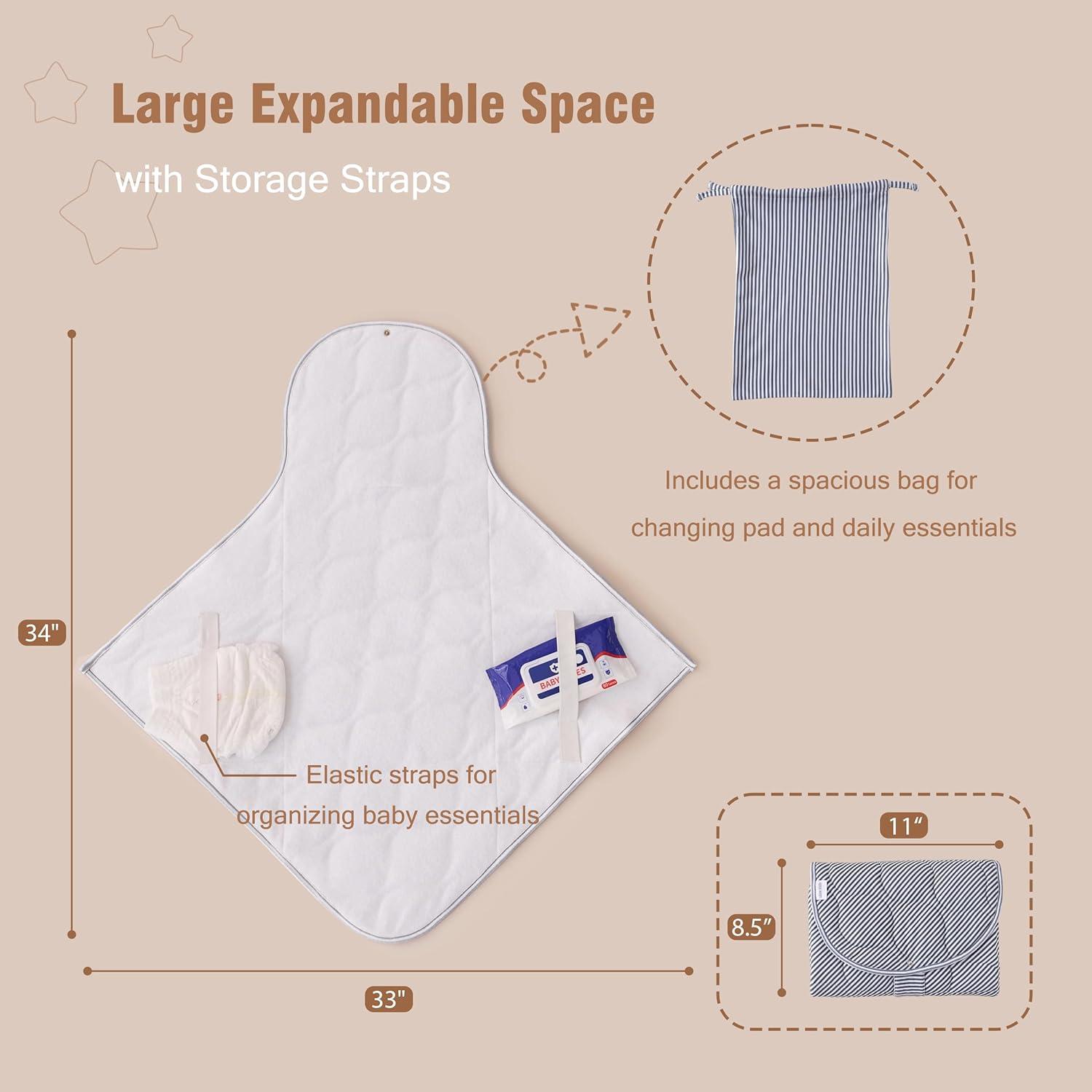 imageUTEX Baby Portable Changing Pad Waterproof ampamp Wipeable Diaper Changing Mat with Carrying Bag Foldable Changing Mat for Travel Newborn Shower GiftsGrey