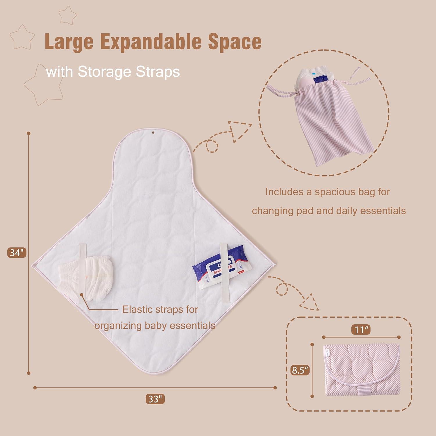 imageUTEX Baby Portable Changing Pad Waterproof ampamp Wipeable Diaper Changing Mat with Carrying Bag Foldable Changing Mat for Travel Newborn Shower GiftsPink