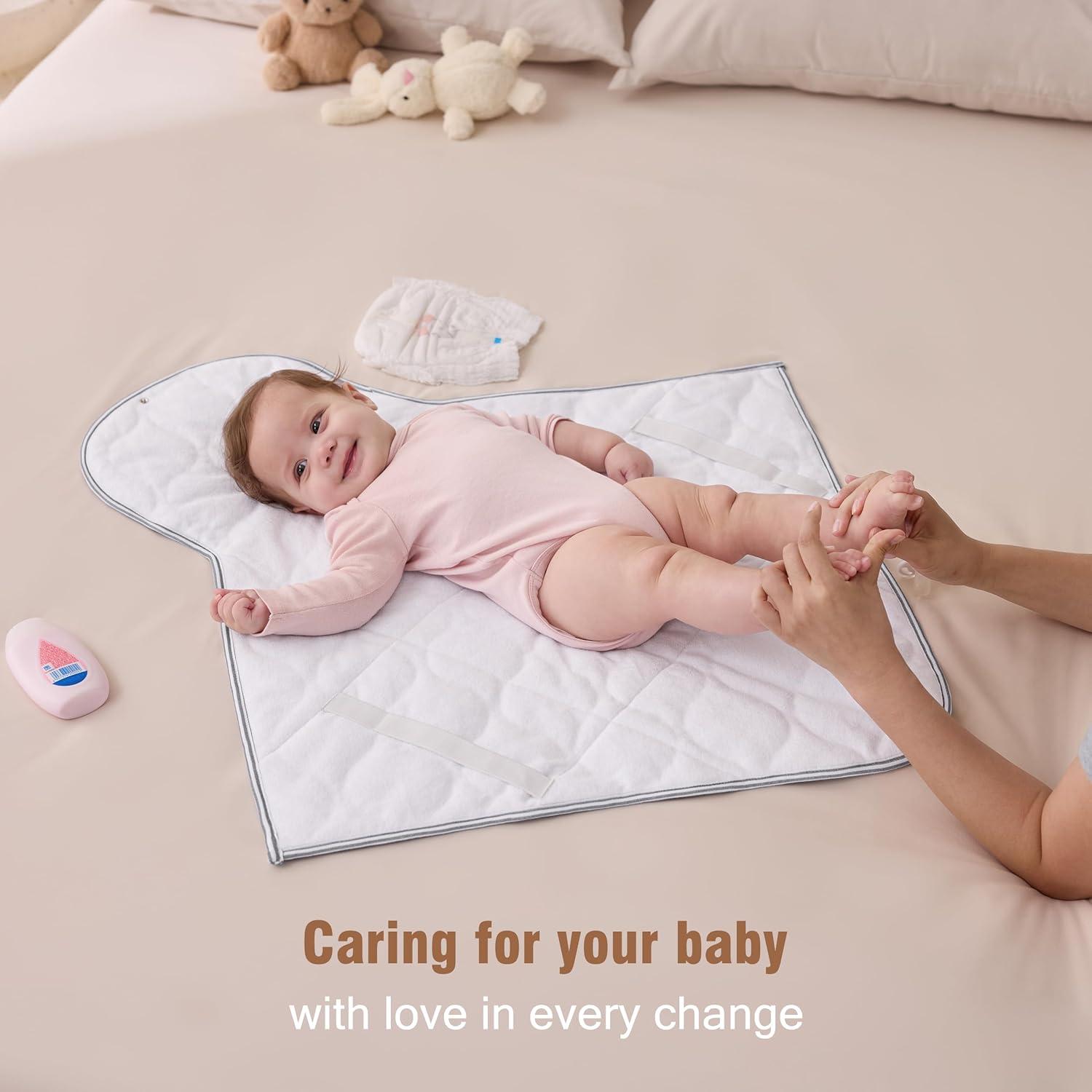 imageUTEX Baby Portable Changing Pad Waterproof ampamp Wipeable Diaper Changing Mat with Carrying Bag Foldable Changing Mat for Travel Newborn Shower GiftsGrey