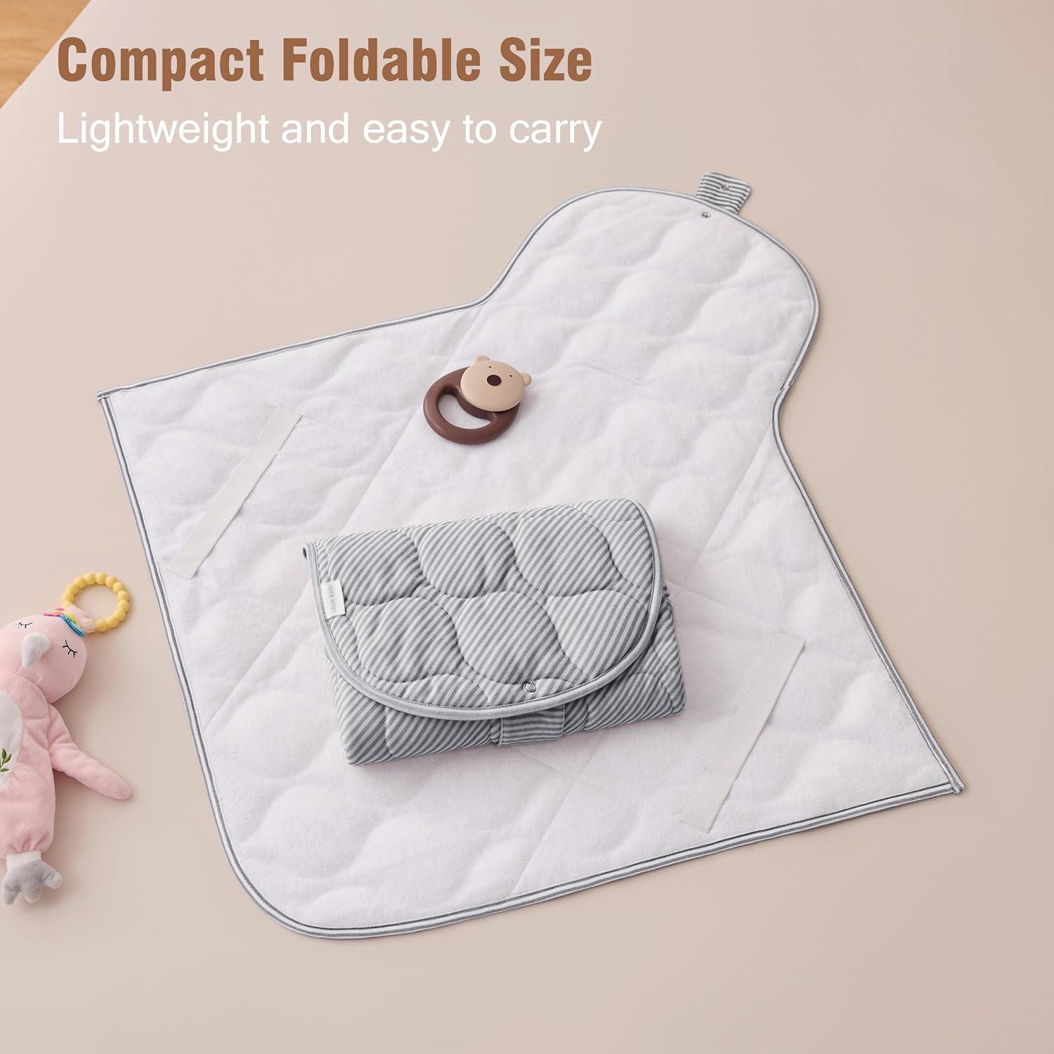 imageUTEX Baby Portable Changing Pad Waterproof ampamp Wipeable Diaper Changing Mat with Carrying Bag Foldable Changing Mat for Travel Newborn Shower GiftsGrey