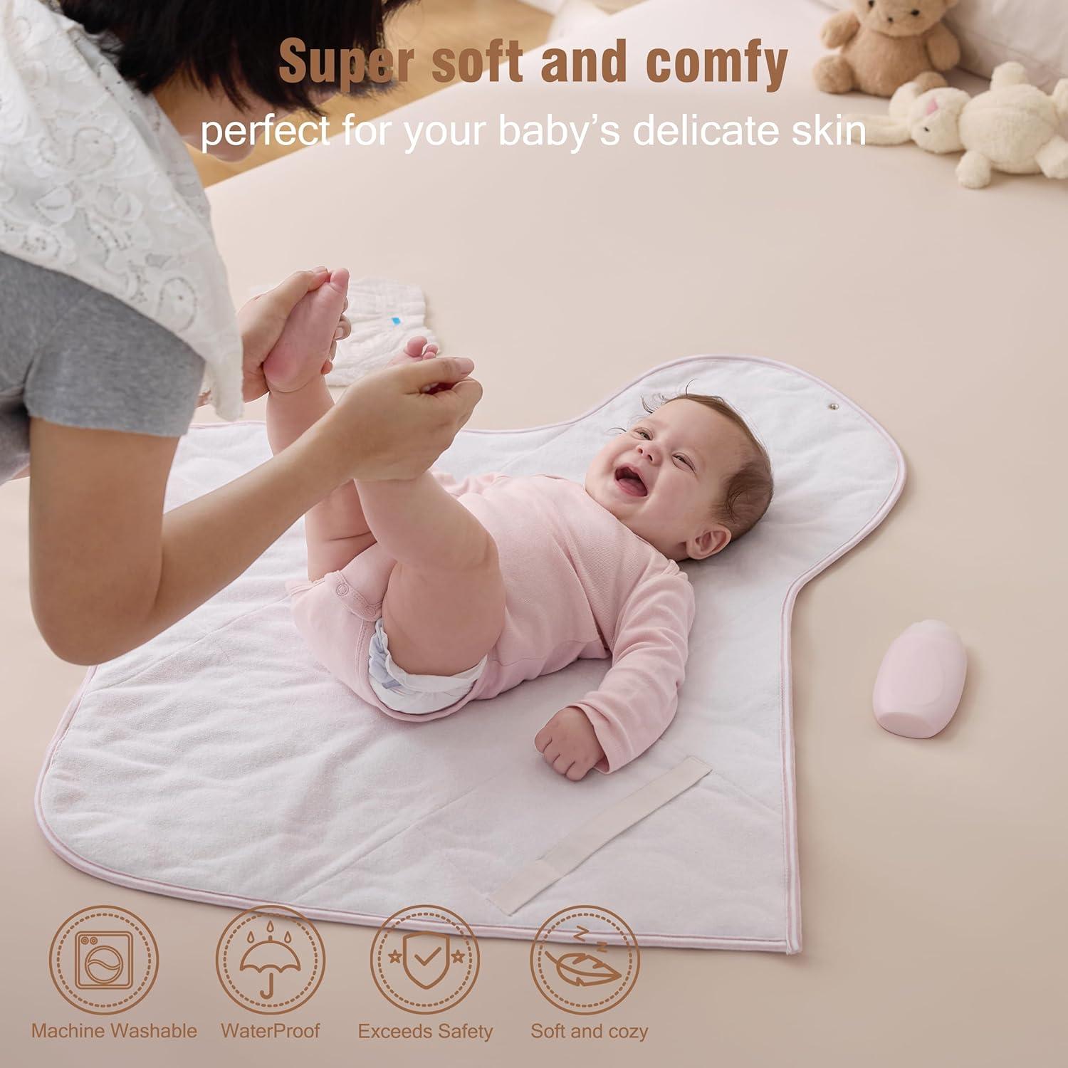 imageUTEX Baby Portable Changing Pad Waterproof ampamp Wipeable Diaper Changing Mat with Carrying Bag Foldable Changing Mat for Travel Newborn Shower GiftsPink