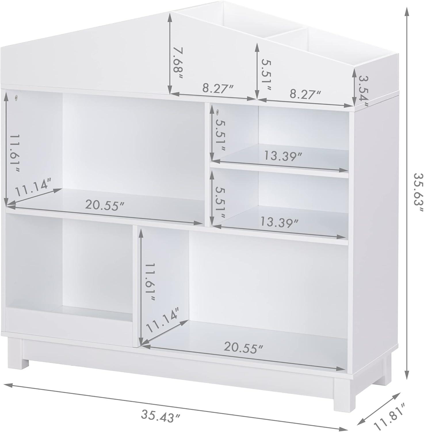 imageUTEX Kids Bookshelf Wooden Childrens Bookcases and Toy Storage Doll House Book Shelves Nursery Book Rack for Classroom Bedroom WhiteWhite
