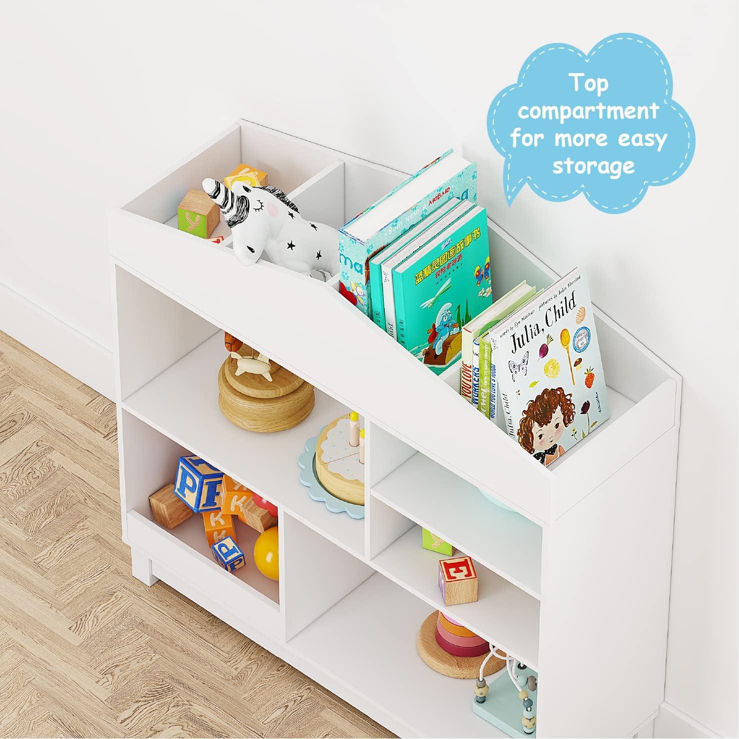 imageUTEX Kids Bookshelf Wooden Childrens Bookcases and Toy Storage Doll House Book Shelves Nursery Book Rack for Classroom Bedroom WhiteWhite