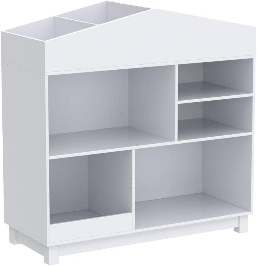 imageUTEX Kids Bookshelf Wooden Childrens Bookcases and Toy Storage Doll House Book Shelves Nursery Book Rack for Classroom Bedroom WhiteWhite