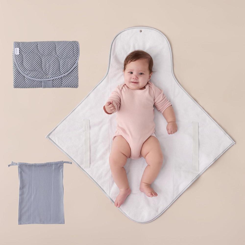 imageUTEX Baby Portable Changing Pad Waterproof ampamp Wipeable Diaper Changing Mat with Carrying Bag Foldable Changing Mat for Travel Newborn Shower GiftsGrey